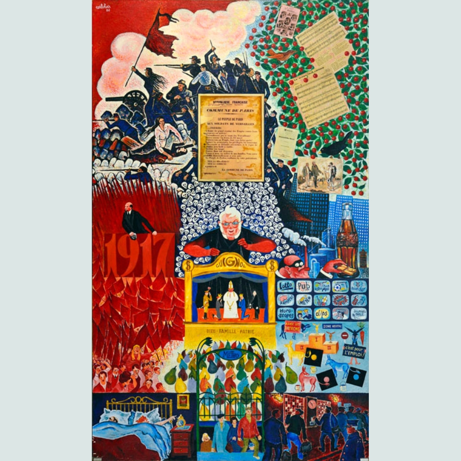 Schilderij van Wilchar met de titel La Commune de Paris